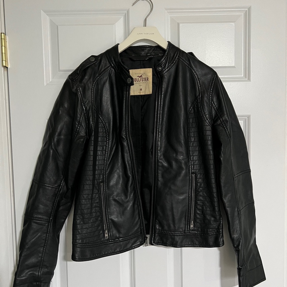 Hollister Black Quilted Leather Jacket